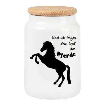 Ruf der Pferde Pferd Reiter Tier Reiten Geschenk - Keksdose mit Holzdeckel - Weiß - Vorne