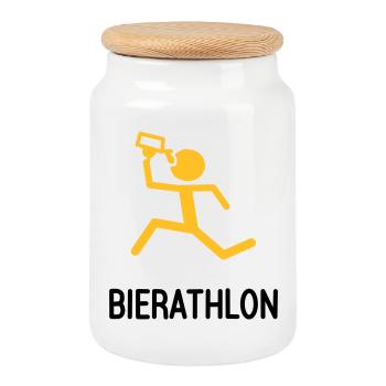 Bierathlon die Kneipentour - Keksdose mit Holzdeckel - Weiß - Vorne