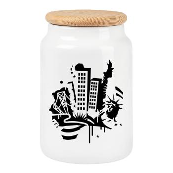 Ein New York City Design im Graffiti Stil - Keksdose mit Holzdeckel - Weiß - Vorne