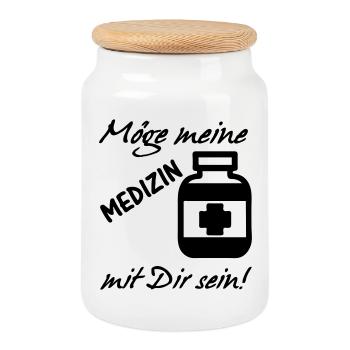 Meine Medizin Gesundheit, Arzt, Sprüche,Geschenk - Keksdose mit Holzdeckel - Weiß - Vorne