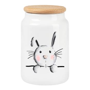 Knuffiger Hase - Häschen - Hasen - Kaninchen - Keksdose mit Holzdeckel - Weiß - Vorne