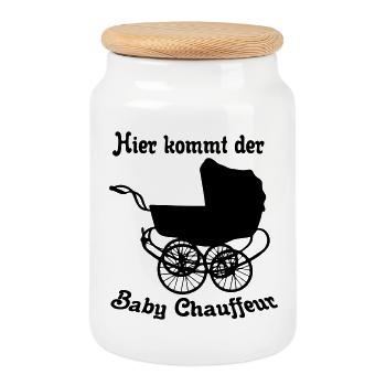 Baby Chauffeur Kind Familie Eltern lustig Geschenk - Keksdose mit Holzdeckel - Weiß - Vorne