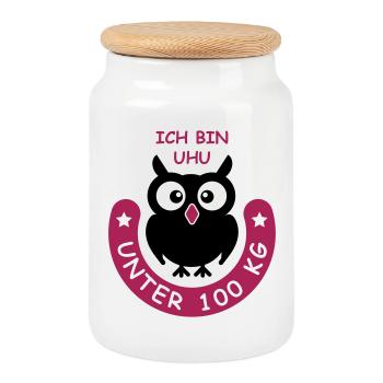 UHU unter hundert Kilo - Keksdose mit Holzdeckel - Weiß - Vorne