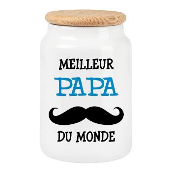 Meilleur Papa du Monde - Boîte à biscuits avec couvercle en bois - blanc - Devant