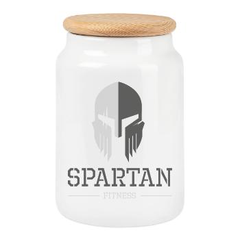 Spartaner Fitness Gym Symbol Sport Helm Gladiator - Keksdose mit Holzdeckel - Weiß - Vorne