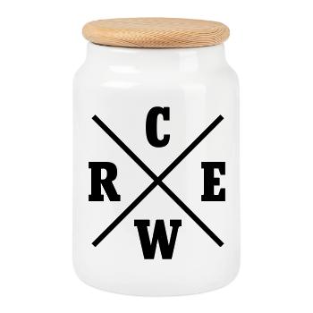 Équipage de croix - Boîte à biscuits avec couvercle en bois - blanc - Devant