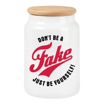 Don't be a fake - Just be yourself - Keksdose mit Holzdeckel - Weiß - Vorne
