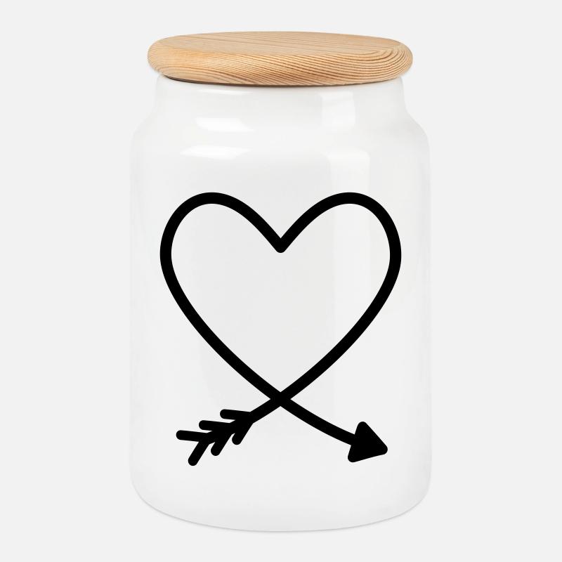 Herz Pfeil Liebe Freundschaft Kraft Geschenkidee - Keksdose mit Holzdeckel - Weiß