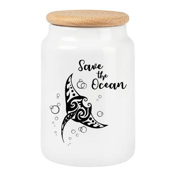 Save the Ocean - Manta - Cookie Jar with Wooden Lid - white - Front
