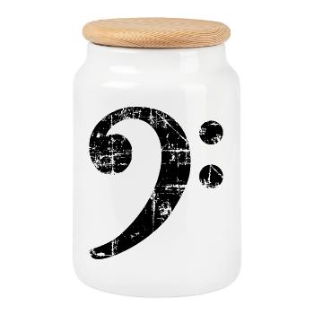 Bass Clef Vintage Music Design (Noir) - Boîte à biscuits avec couvercle en bois - blanc - Devant