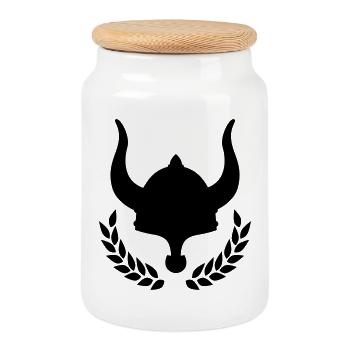 vikings - Boîte à biscuits avec couvercle en bois - blanc - Devant