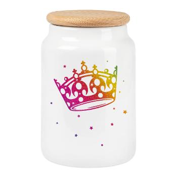 Couronne Glitter Rainbow Love CSD LGBT - Boîte à biscuits avec couvercle en bois - blanc - Devant