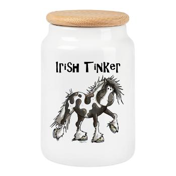 Tracy der Irish Tinker - Keksdose mit Holzdeckel - Weiß - Vorne