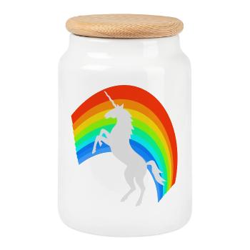 Regenbogen Märchen - Keksdose mit Holzdeckel - Weiß - Vorne