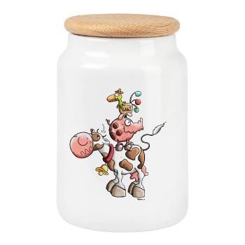 Ferme Animal - Boîte à biscuits avec couvercle en bois - blanc - Devant