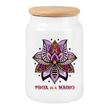 Yoga is a magic - Keksdose mit Holzdeckel - Weiß - Vorne
