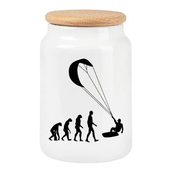 Kiteboarding / Kitesurfing / Kitesurf / - Boîte à biscuits avec couvercle en bois - blanc - Devant