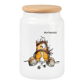 Hottehüüü Pferd - Pferde - Lachen - Grinsen - Tier - Keksdose mit Holzdeckel - Weiß - Vorne