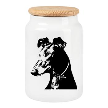 Tête de Galgo - Boîte à biscuits avec couvercle en bois - blanc - Devant