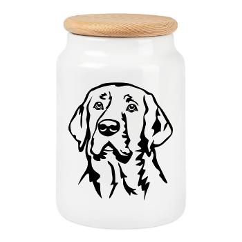 Broholmer head - Cookie Jar with Wooden Lid - white - Front