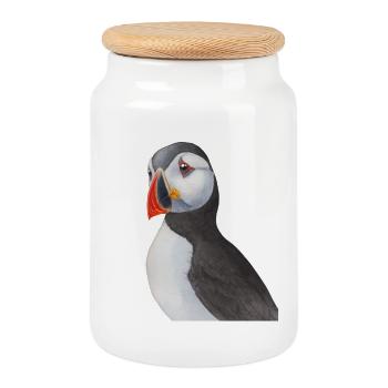 Puffin der Papageientaucher - Arten Garten - Keksdose mit Holzdeckel - Weiß - Vorne
