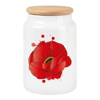 grande fleur d'un pavot de maïs comme graffiti - Boîte à biscuits avec couvercle en bois - blanc - Devant
