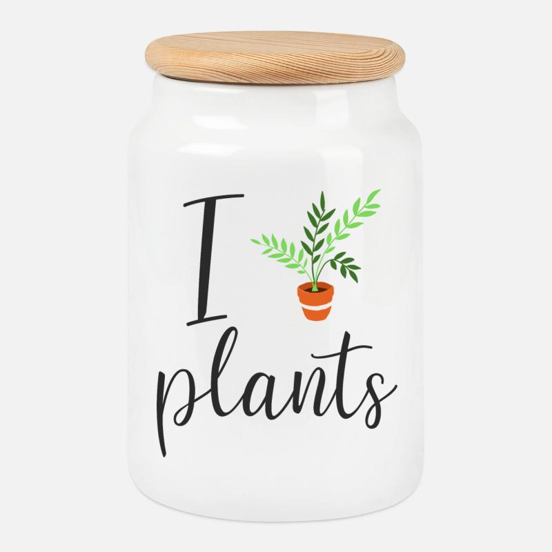 I plant plants - Keksdose mit Holzdeckel - Weiß