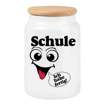 Abschluß , Schule ich habe fertig (25) - Keksdose mit Holzdeckel - Weiß - Vorne