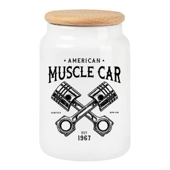Muscle-car American Classic v8 - Keksdose mit Holzdeckel - Weiß - Vorne