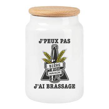 j'peux pas j ai brassage blé - Boîte à biscuits avec couvercle en bois - blanc - Devant