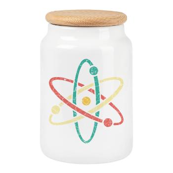 Cool atom in vintage style for nerds & students - Cookie Jar with Wooden Lid - white - Front