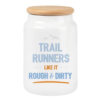 Trailrunner mögen es rau und schmutzig - Keksdose mit Holzdeckel - Weiß - Vorne
