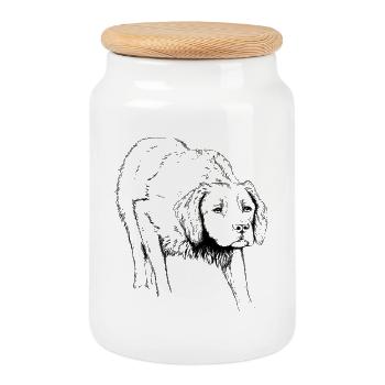 Breton pointing dog - Cookie Jar with Wooden Lid - white - Front