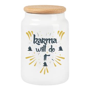 karma will do it kontiki - Cookie Jar with Wooden Lid - white - Front