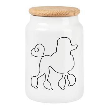 Caniche amant Amateur Fan Chien - Boîte à biscuits avec couvercle en bois - blanc - Devant