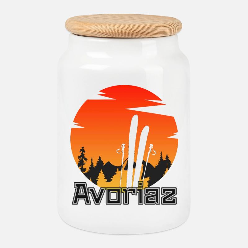 Avoriaz - Keksdose mit Holzdeckel - Weiß