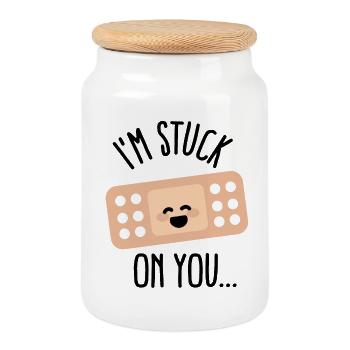 I'm stuck on you love nurse patches - Cookie Jar with Wooden Lid - white - Front