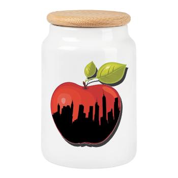 BIG APPLE NY New York Apfel Geschenk - Keksdose mit Holzdeckel - Weiß - Vorne