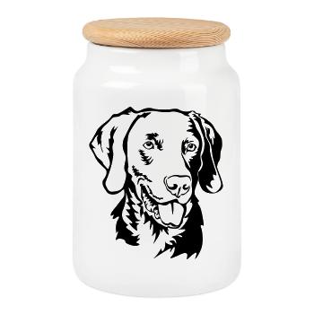Tête de Weimaraner - Boîte à biscuits avec couvercle en bois - blanc - Devant
