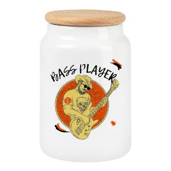 Guitare Skull Rock Vintage - Boîte à biscuits avec couvercle en bois - blanc - Devant