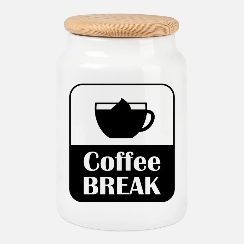 Pause café Dire design - Boîte à biscuits avec couvercle en bois - blanc