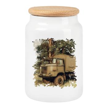 W50 NVA DDR Vehicle - Cookie Jar with Wooden Lid - white - Front
