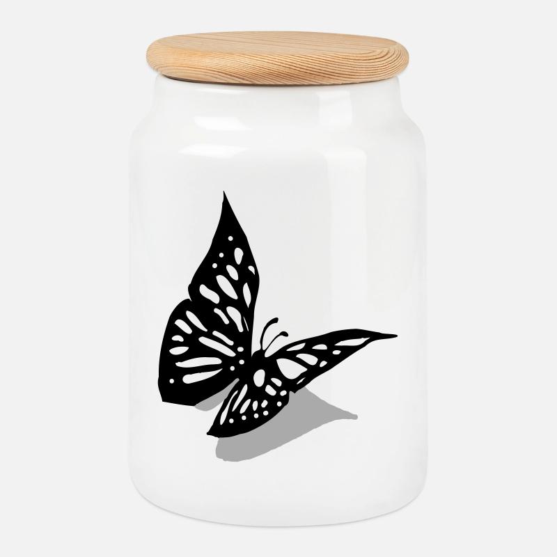 Schmetterling 3D - Keksdose mit Holzdeckel - Weiß