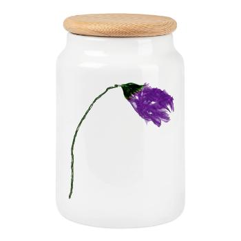 Fleur de violette à surface abstraite - Boîte à biscuits avec couvercle en bois - blanc - Devant