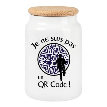 Je ne suis pas un QR-Code ! Message Parodie Série - Boîte à biscuits avec couvercle en bois - blanc - Devant
