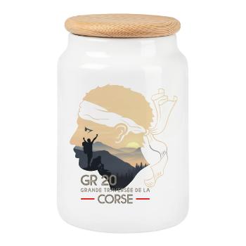 Randonnée corse GR20 GR 20 cadeau randonneurs trek - Boîte à biscuits avec couvercle en bois - blanc - Devant