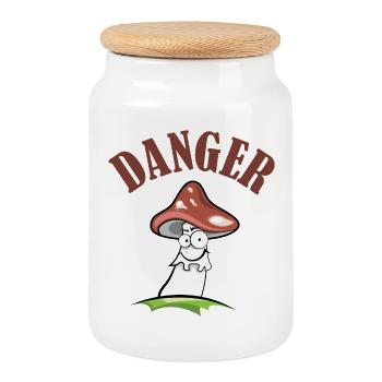 Crapaud symbole de danger dangereux comique drôle - Boîte à biscuits avec couvercle en bois - blanc - Devant