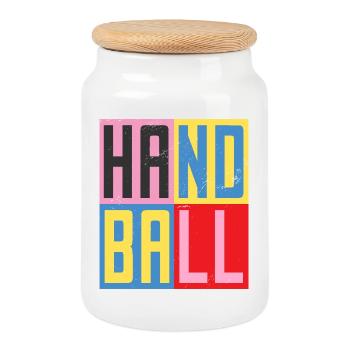 Handball Design - Keksdose mit Holzdeckel - Weiß - Vorne