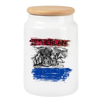 Windmill Vista des Pays-Bas - Boîte à biscuits avec couvercle en bois - blanc - Devant