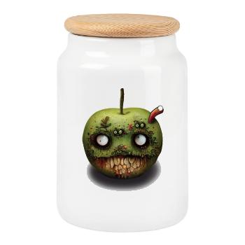 Zombie Pomme Fallen Fruit - Boîte à biscuits avec couvercle en bois - blanc - Devant